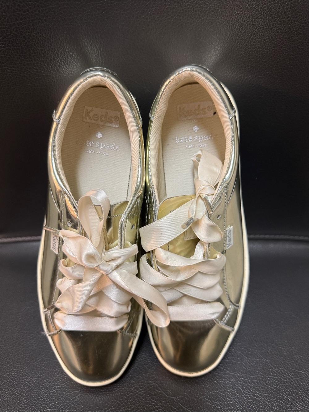 Keds x Kate Spade New York Ace Sneakers in Metallic Gold Ginish - Picture 3 of 11